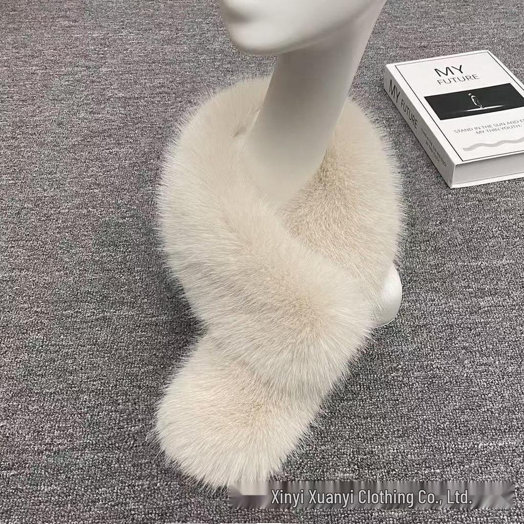 Korean Style Faux Fur Scarf: Double-Sided, Versatile Neck Warmer for Autumn and Winter