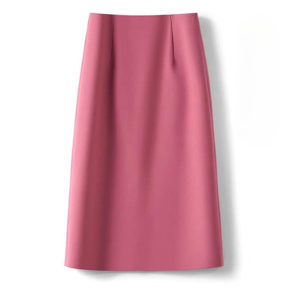 Women's High Waist A-Line Midi Skirt Non-Stretch Commuter Suit Skirt With Back Slit