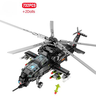 732pcs WZ-10 Helicopter Assemblage Building Blocks MOC Armed Aircraft Airplane Soldiers Model Bricks Boys Toys Adult Gifts