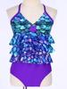 2Pcs Bikini Mermaid Swimwear Children Girls Spaghetti Straps Swim Top with Bottoms Ruffle Swimsuit