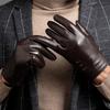 Leather Gloves Men'S Autumn And Winter Fleece Thickened Warm Driving Riding Touch Screen Business First Layer Sheepskin Gloves Windproof