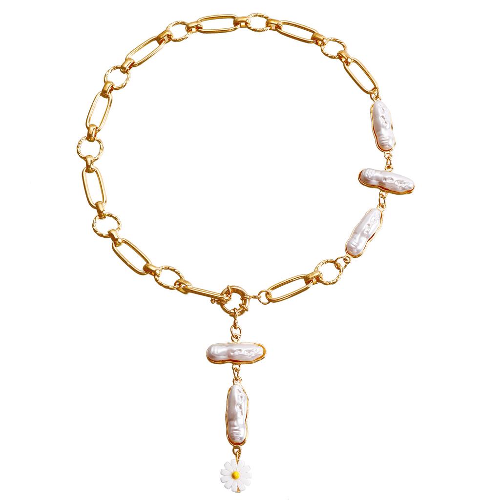 Accessories, Versatile High-End Special-Shaped Imitation Pearl Necklace Women, Splicing Chain Necklace