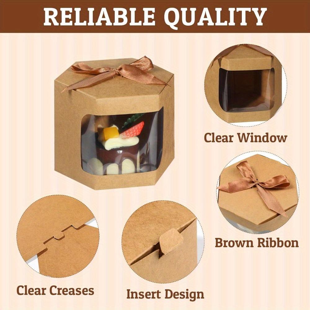 50pcs Gift Box with Display Window Hexagonal Paper Box with Lid Suitable for Gifts Handicrafts Cakes Candy Boxes Wedding Parties Birthday Gift Boxes