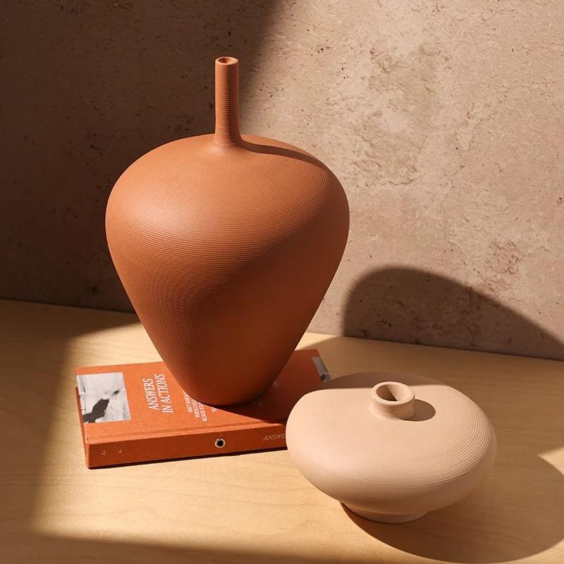 Minimalist Brushed Frosted Ceramic Vase Plant Pots Table Decoration Flowers Arrangement Floral Vases Room Aesthetic Decor