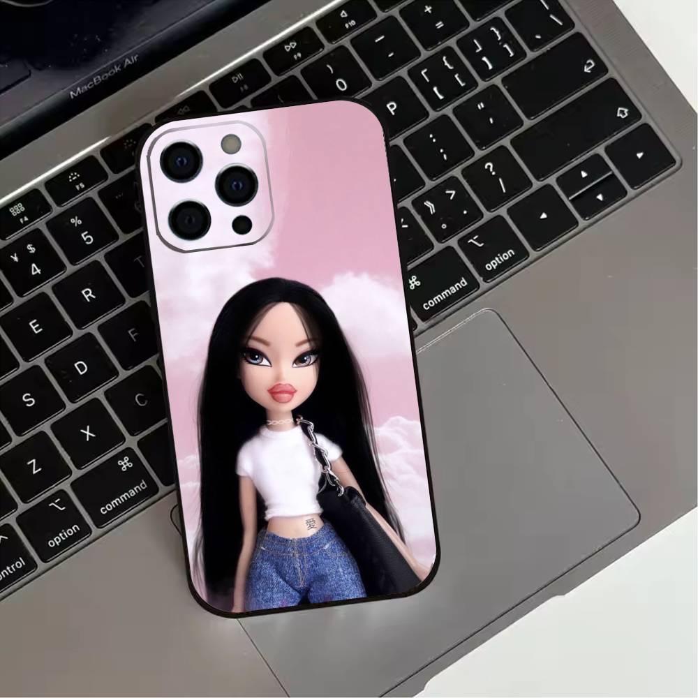 

F-Fashion B-Bratz D-Doll Phone Case For iPhone 17,16,15,14,13,12,11 Plus,Pro Max,XS,Soft Silicone Black Cover iPhone16