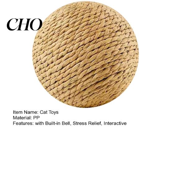 Safe Non-toxic Cat Chewer Faux Sisal Ball Toy, 8CM Large Scratch with Built-in Bell, Sound Bell Interactive Play Bite-Resistant Toy for Relieve Stress