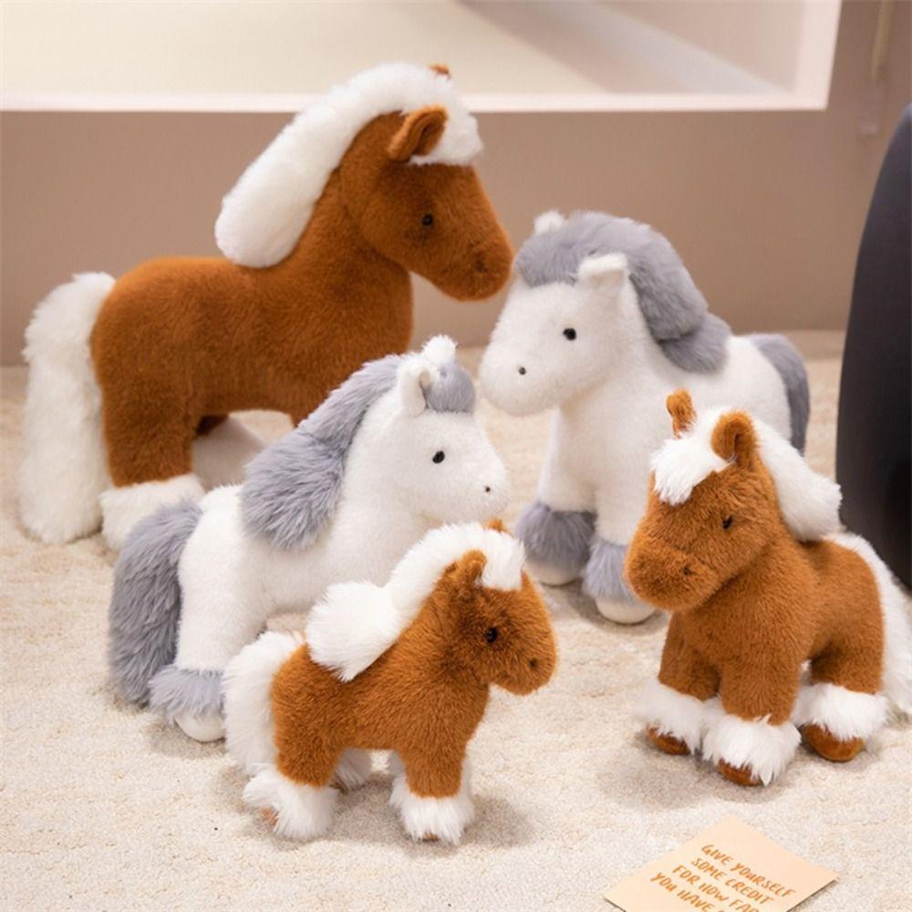 Standing Pony Plush Toys Long Mane Cartoon Horse Stuffed Toy Foal Plush Doll Easter Gifts