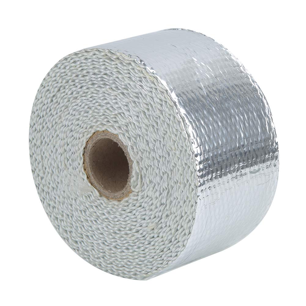Atyhao 5cm X 5M Glass Cloth Tape Heat Resistant Thermovantage Adhesive Insulation Silver Muffler Pipe Engine Room