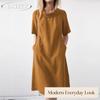 JPNTKY Fashion Summer Spring Solid Color Print Short Sleeve O-Neck  Casual Dresses