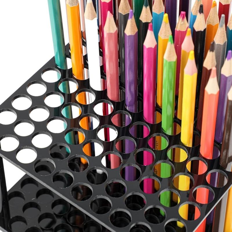 Large Capacity Clear/Black Acrylic Pen Holder For Artists Crafters With 96 Hole Easy Assembly Multipurpose Pen Holder