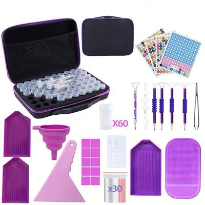 Úložný box na 60 lahviček pro malování podle čísel Diamond Painting Sada nástrojů pro Diamond Painting 5D DIY Příslušenství pro malování kamínky pro milovníky řemeslného Diamond Art