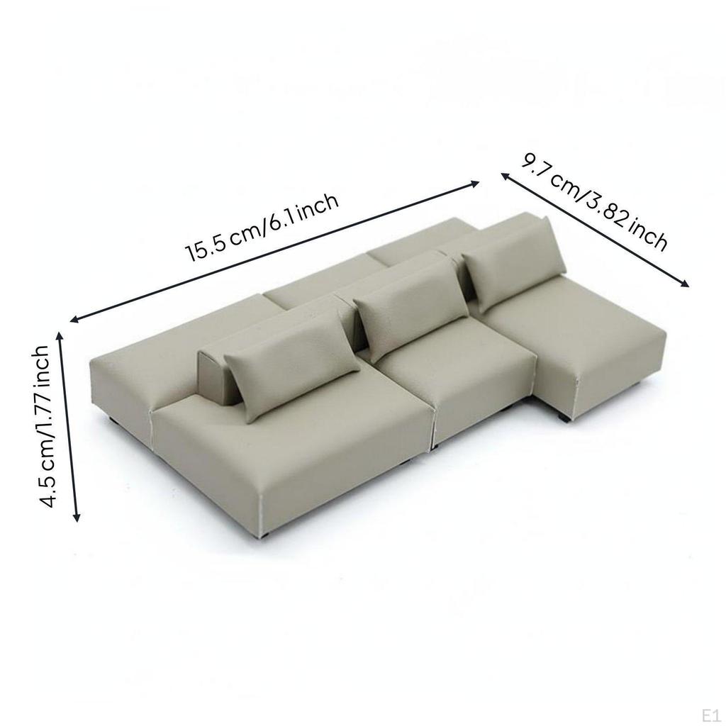 Miniature Sofa Realistic Details Modern Sectional Detailed Simulation Model for Doll