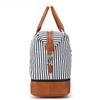 Striped Waterproof Canvas Carry-on Bag Single Shoulder Travel Bag with PU Travel Bag for Sports Wear Belt Shoe Storage