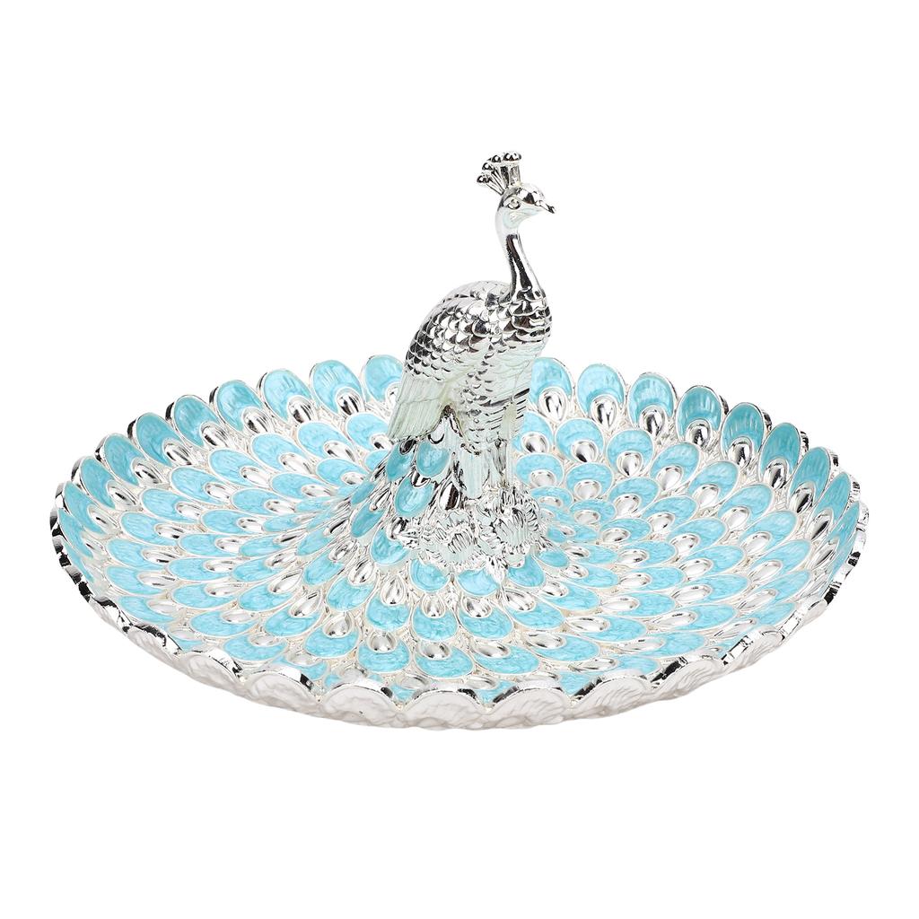 Peacock Fruit Tray Zinc Alloy Metal Peacock Plate for Bread Snacks Cakes   Candies