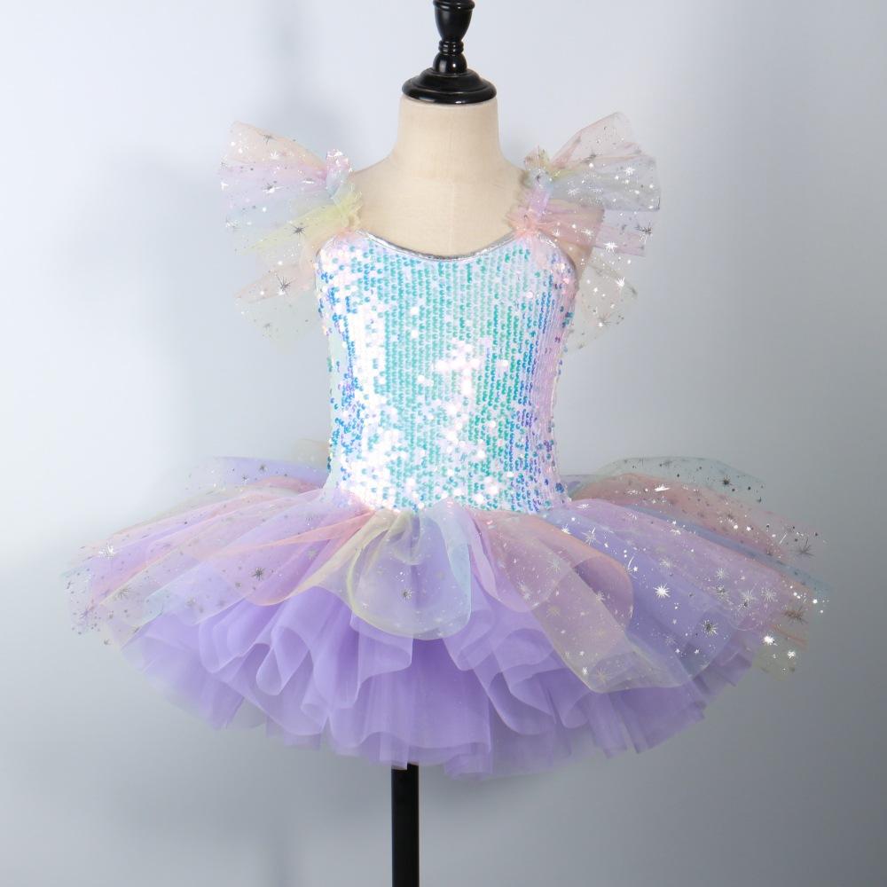 

Танцевальная юбка Костюм балерины для девочки Детские пышные юбки из тюля для танцев 130cm фиолетовый