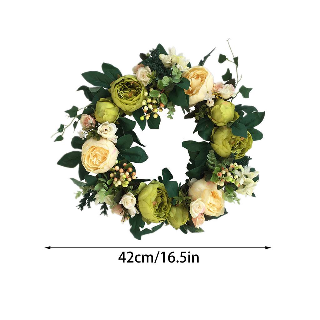 Front Door Wreath 16.5in Diameter Artificial Flowers Bright Colors Wall Floral Wreath for Decoration