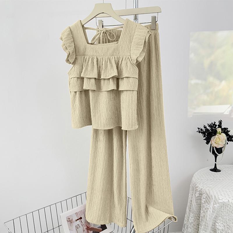 

ZANZEA Женская блузка с коротким рукавом и брюки Летние комплекты-двойки L