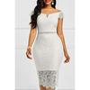 Solid Color Lace Hip Hugging Dress Women's Pure Color Sleeveless Lace Sheath Dress