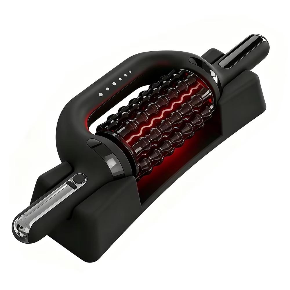 Electric Roller Massager 6 Speed Red LED Illumination Rechargeable Handheld Body Relaxation Fitness Tool Workout Accessory Piece