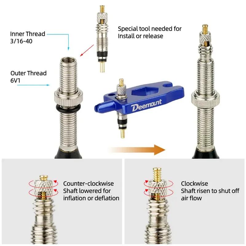 Brass Presta Valve Core Set W/ Aluminum Remover N Rubber O-ring Optional MTB Road Bike Tubeless Tire Replacements Parts