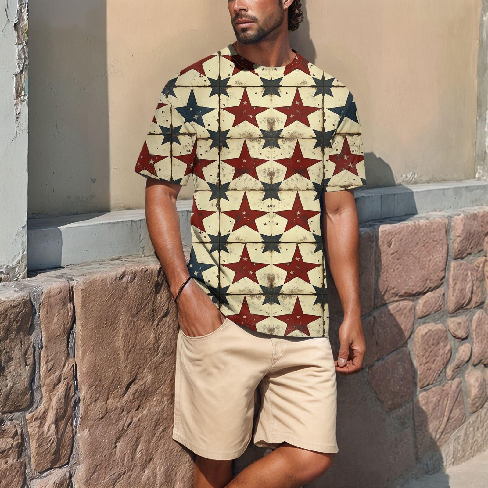 

Летняя мужская популярная футболка с круглым вырезом и коротким рукавом с принтом L бежевый