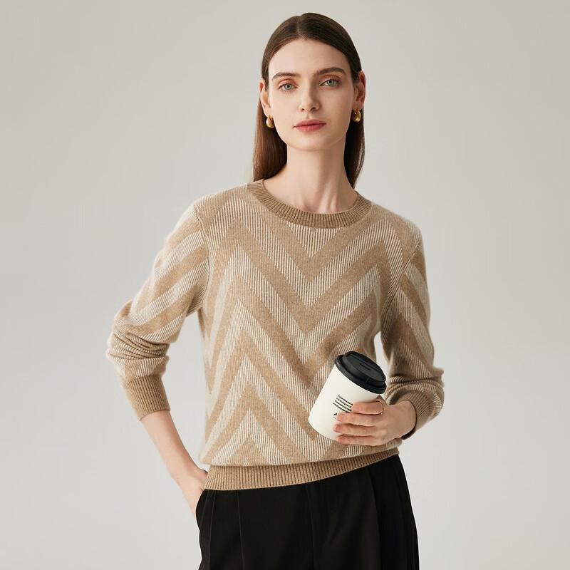 Zhaojun Women's Thick Round Neck Long Sleeve Cashmere Sweater