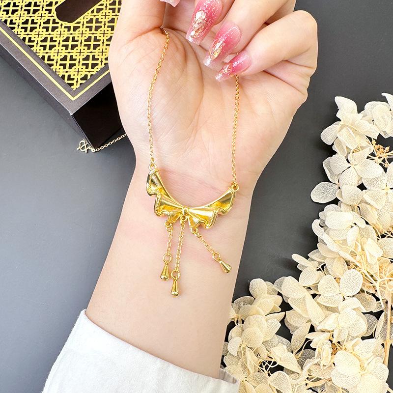 New Bow Skirt with Rope Knotted Tassel Jewelry Necklace Pendant 60CM(Necklace Long)