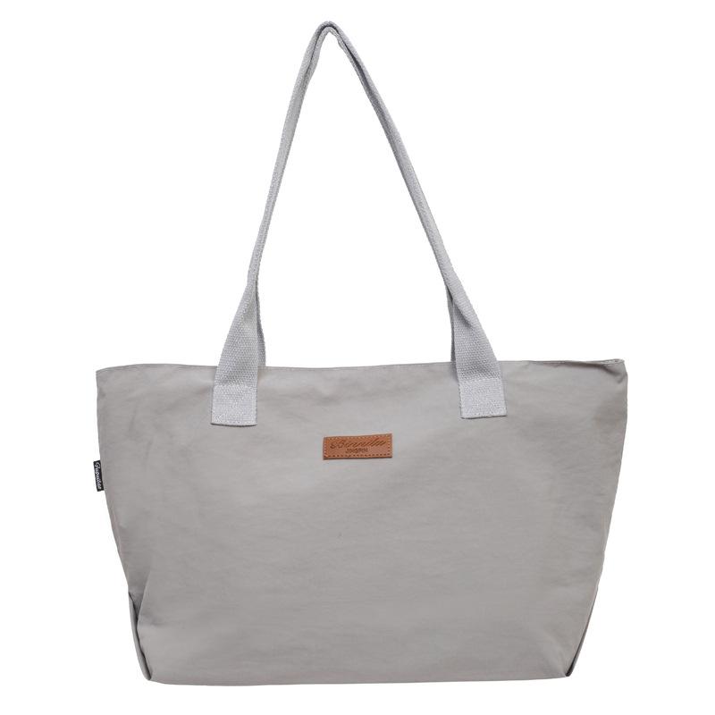 Solid Color Tote Bag Women's Large Capacity Shoulder Bag Student Classes Book Bag