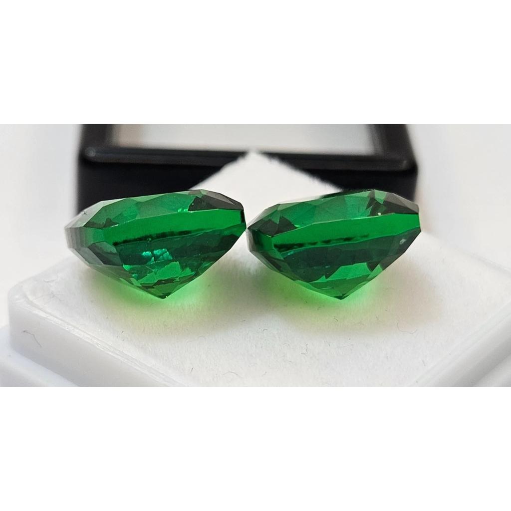 Natural Green Tsavorite Garnet Square For Earring Making 20-21 Ct Pair Gemstone
