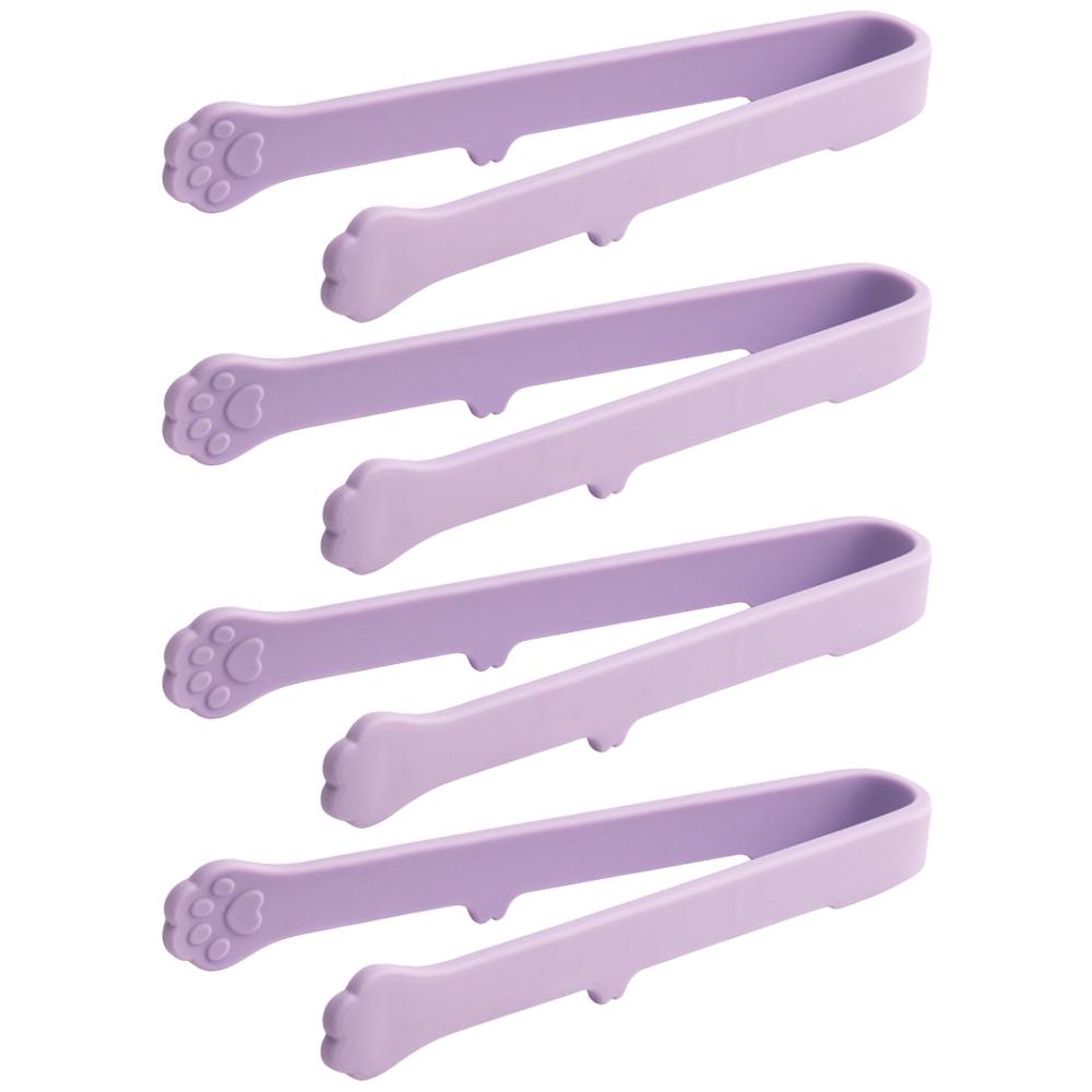 4Pcs/Set Creative Silicone Mini Snack Food Tongs Non-slip Handles BBQ Bread Ice Cube Fruits Clip Kitchen Accessories