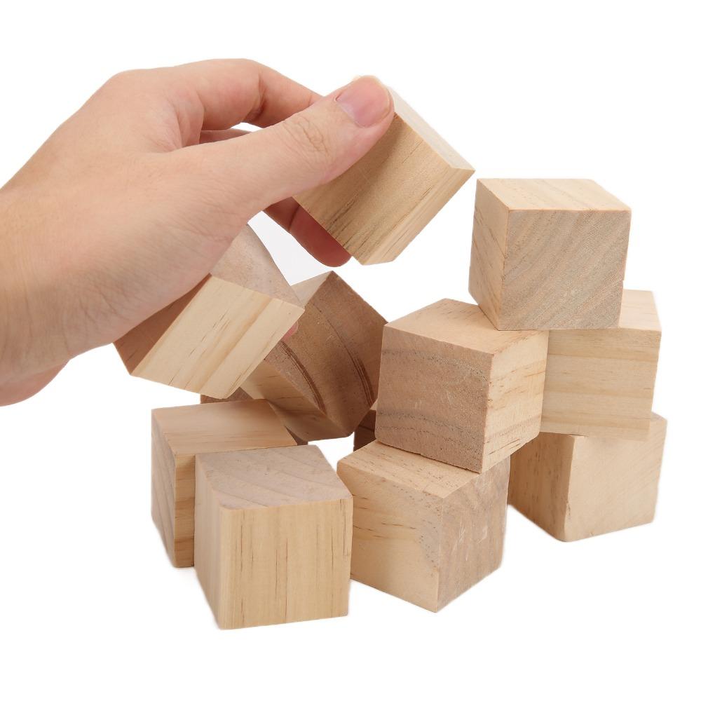 12PCS Uniform Size Wood Cubes Smooth Surface Wooden Cubes Wooden Blocks  DIY Projects