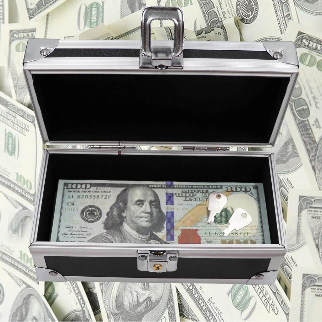 Lockable Cash Box, Aluminium Alloy Money Box for Cash, Money Holder, Cash Organizer, Single Row Currency Tray, Money Storage Box