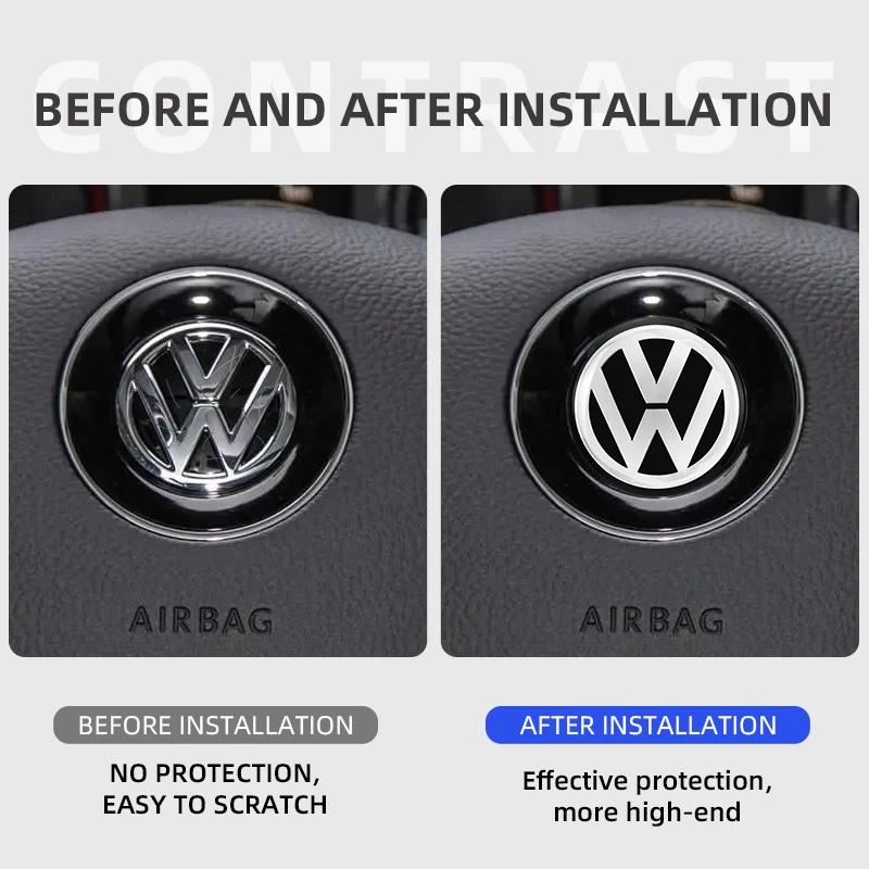 For VOLKSWAGEN Car Interior Steering Wheel emblem 3D Sticker Aluminium Alloy Sticker For Volkswagen Golf 6 7 Polo CC Tiguan
