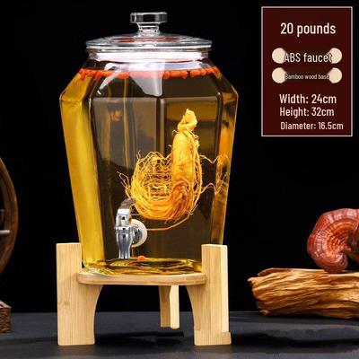 ZISIZ Glas-Infusionskrug mit Zapfhahn und Bambusbasis