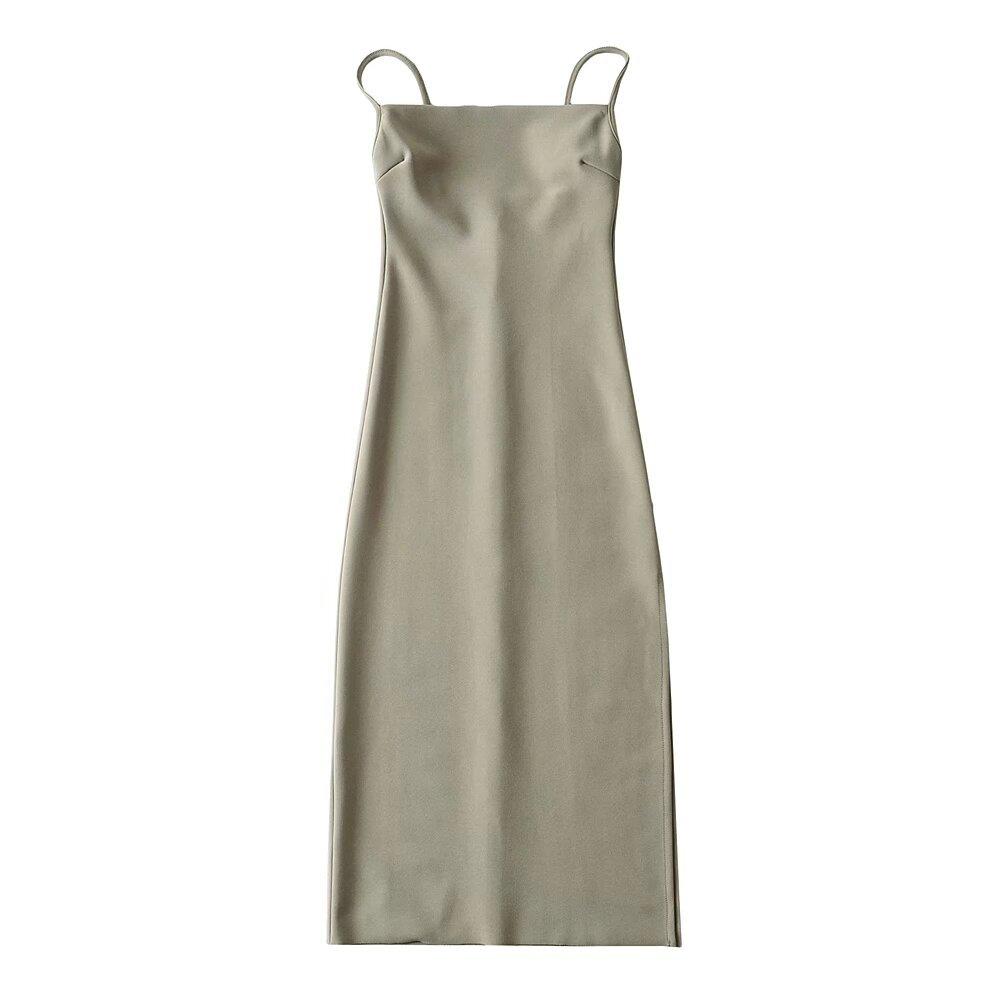 Kendou French sexy one-word collar high waist slim side split suspender medium and long dress hip skirt women