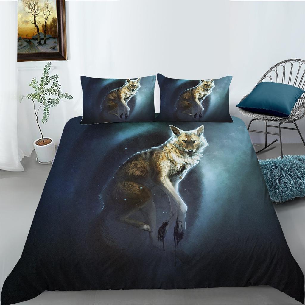 Wolf Series Digital Printed Duvet Cover Pillowcase Two-Three-Piece Polyester Fashion