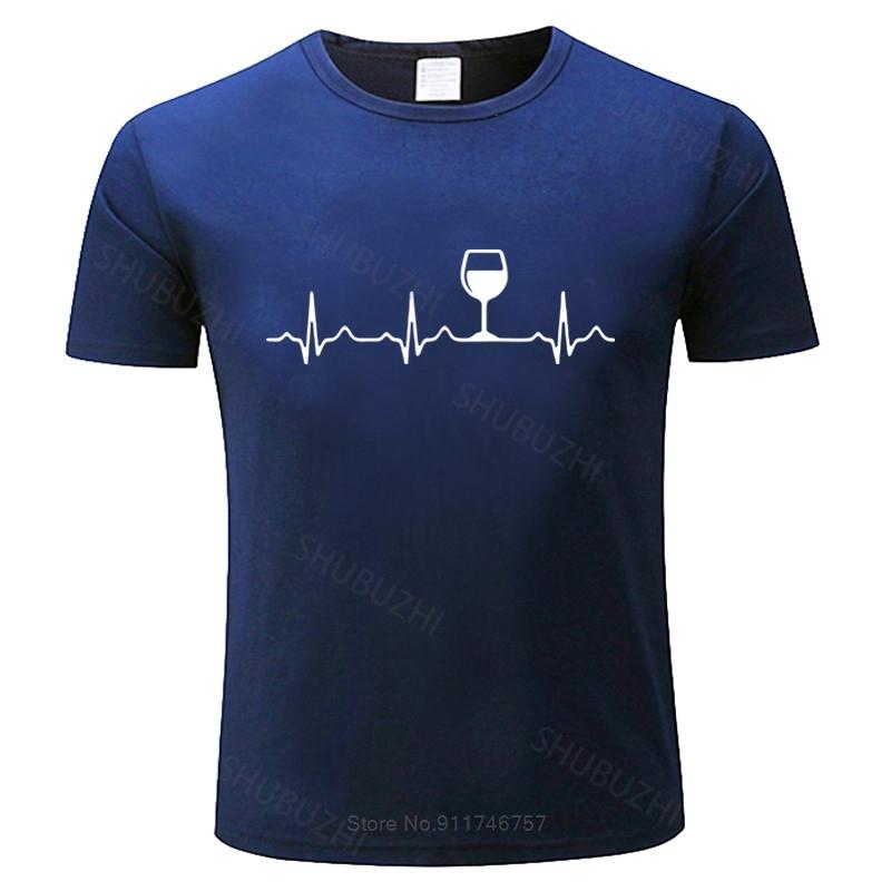 Short Sleeve Casual T Shirts Male Cotton Teeshirt Fashion Tshirt Men Crew Neck Tees Mens Tshirt Wine Heartbeat Funny Cotton