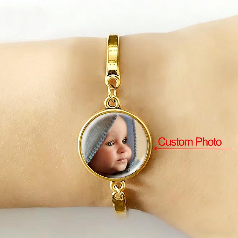 

Personalized Custom Bracelet Pet Dog Cat Mom Dad Daugther Son Photo Glass Charm Bracelets Bangles Family Gifts золотий