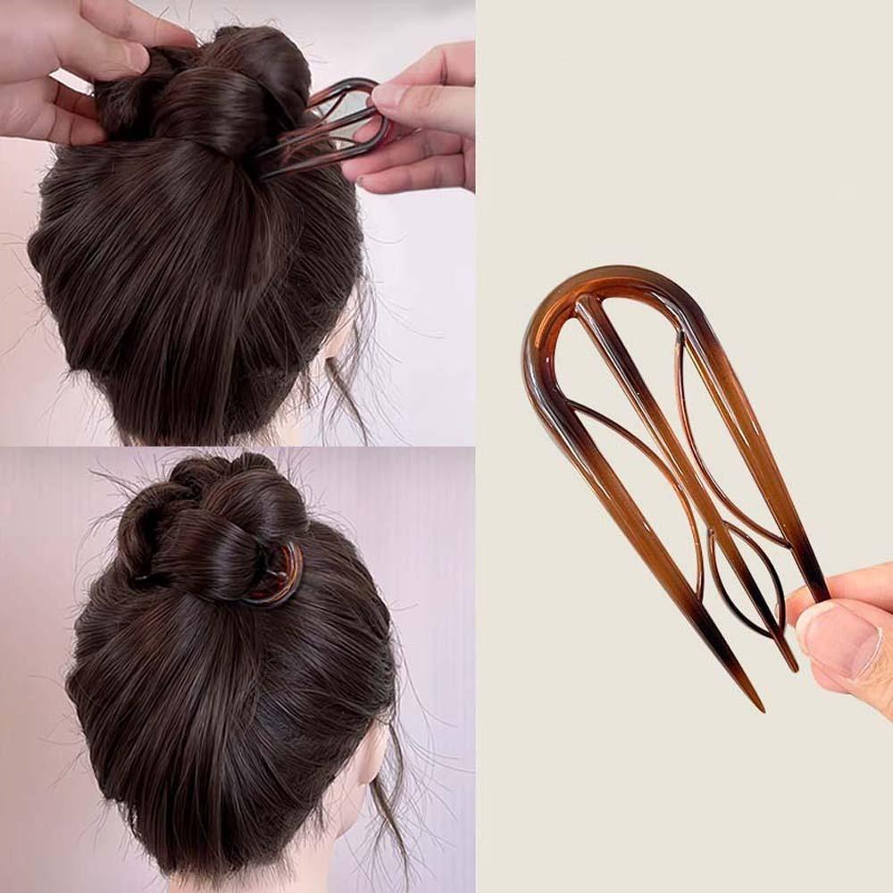 Waterproof Leaf U-shaped Hair Stick Geometric Lazy Hairpin Elegant Headwear  Girls