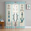 Sea Beach Lighthouse Starfish Seagull Sheer Window Curtains For Living Room Bedroom Modern Tulle Curtains Fabric Drapes