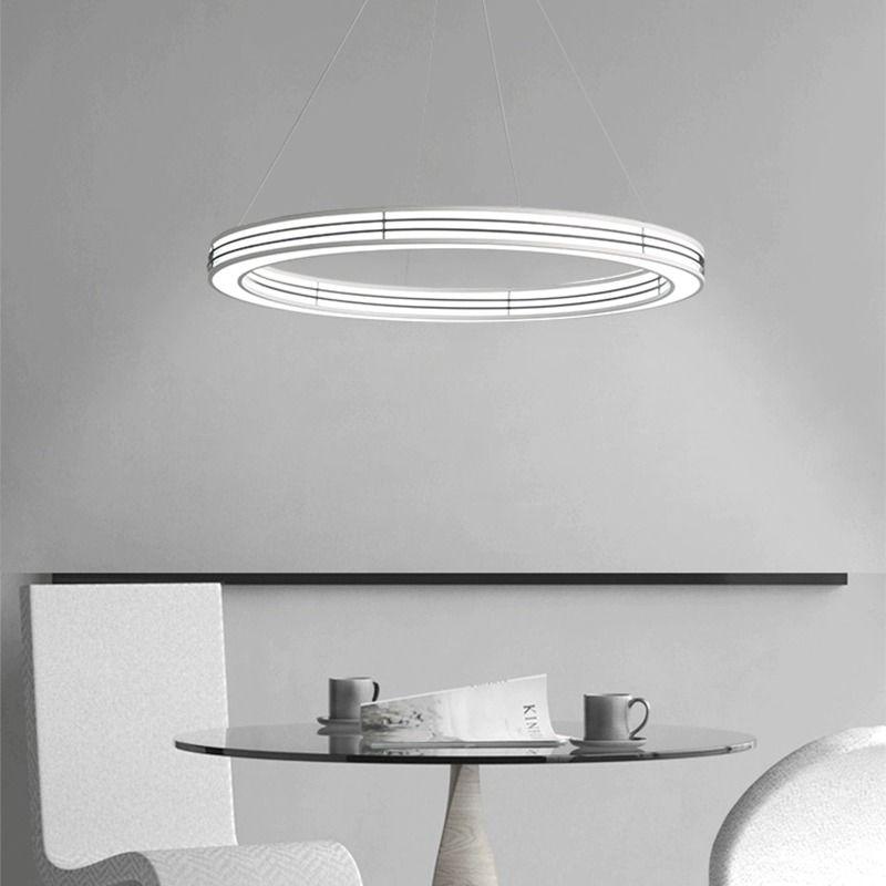 New Style Pendant Light Art Deco Red Black Ring For Foyer Dining Room Bar Bedroom Hanging Lamp Fixtuers Wire Adjustable