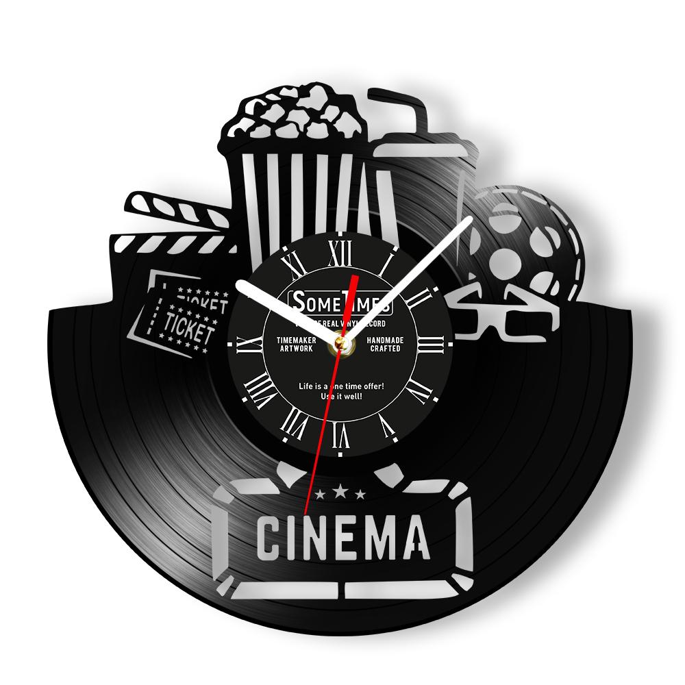 Custom Film Movie Cinema Vinyl Record Wall Clock Personalized Family Home Theater Name Sign Man Cave Decorative Clock Wall Watch
