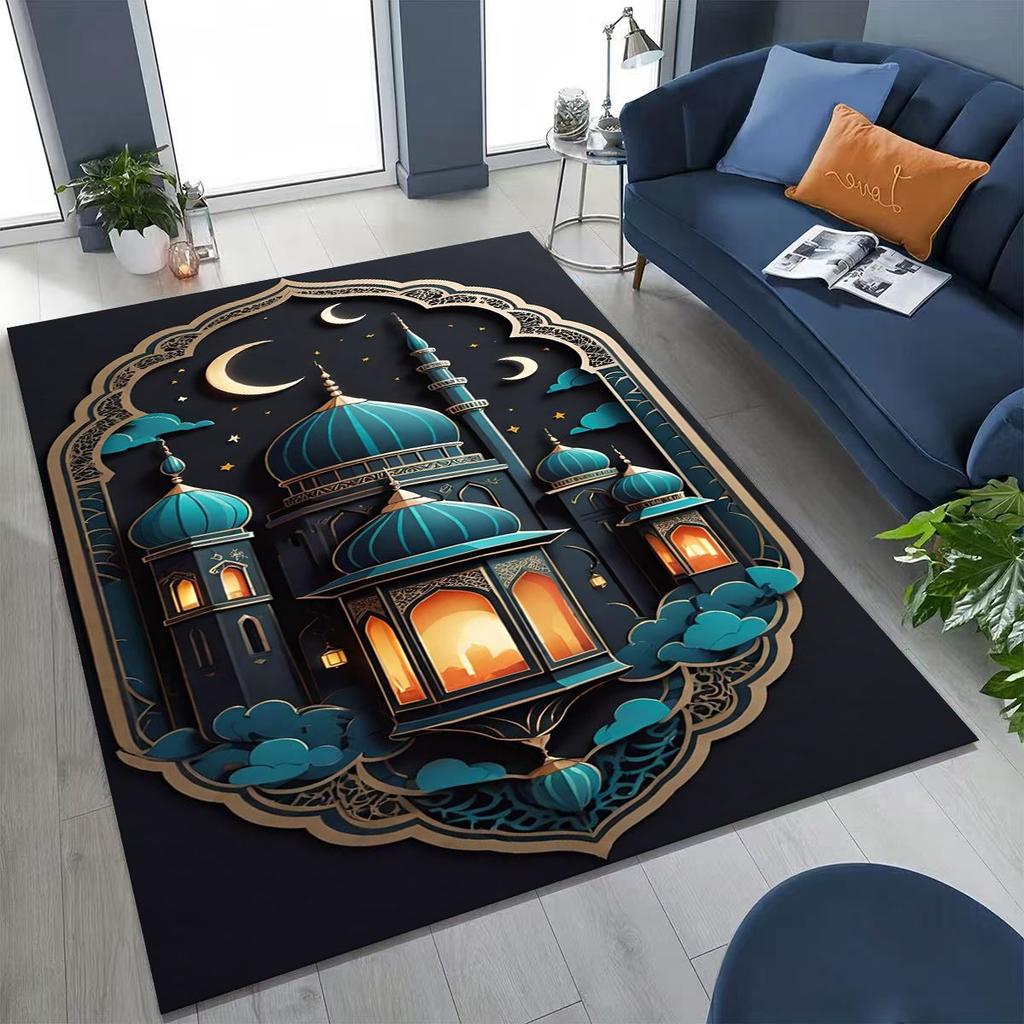 Mosque Islam Prayer Muslim Calligraphy Rug for Bedroom Living Room Sofa Home Doormat Decor,Large Kids Play Non-slip Floor Mat