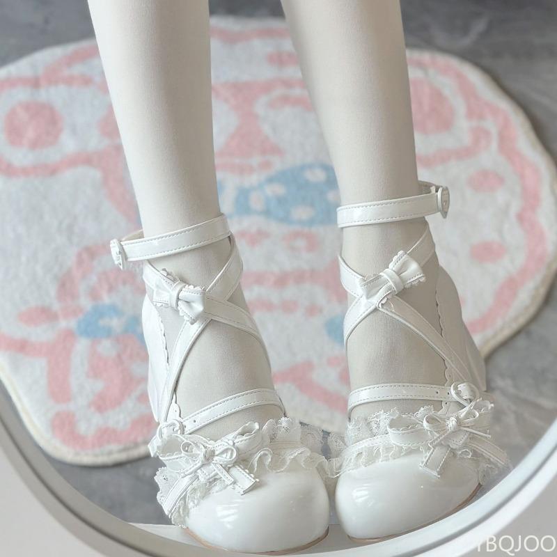 Frühling Herbst neue runde Zehen dicke Sohle Schmetterling Niedliche einzelne Schuhe Mode vielseitig hohe Absätze Elegant minimalistisch Damenschuhe