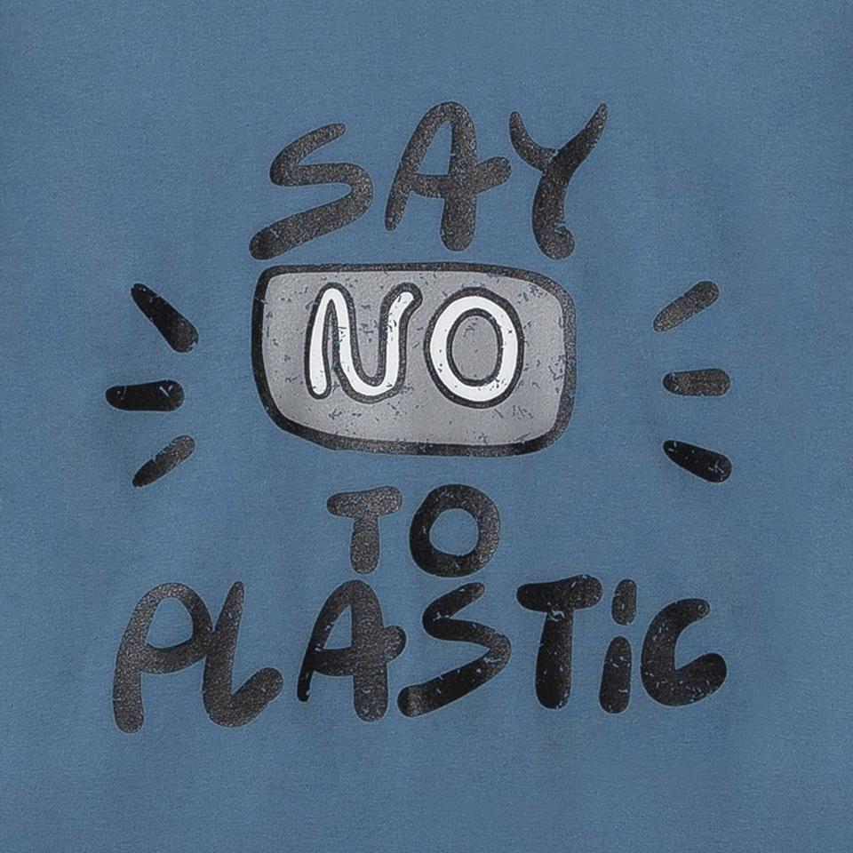 LENGAGEMENT Oversized Say No Plastic Short Sleeve Tee [Blue Navy]