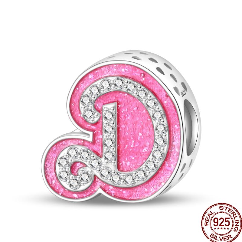 Copper Pink 26 Letters Valentine'S Day Gift Beads Suitable For Pan Original Bracelet Diy Birthday