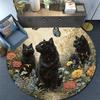 Black Cat Round Area Rug,Carpet Rug for Living Room Bedroom Sofa Playroom Decor,Non-slip Floor Mat