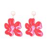 Fashion Fresh Pastoral Pink Enamel Flower Earrings Imitation Pearl Stud Earrings Sweet Elegant Temperament Women