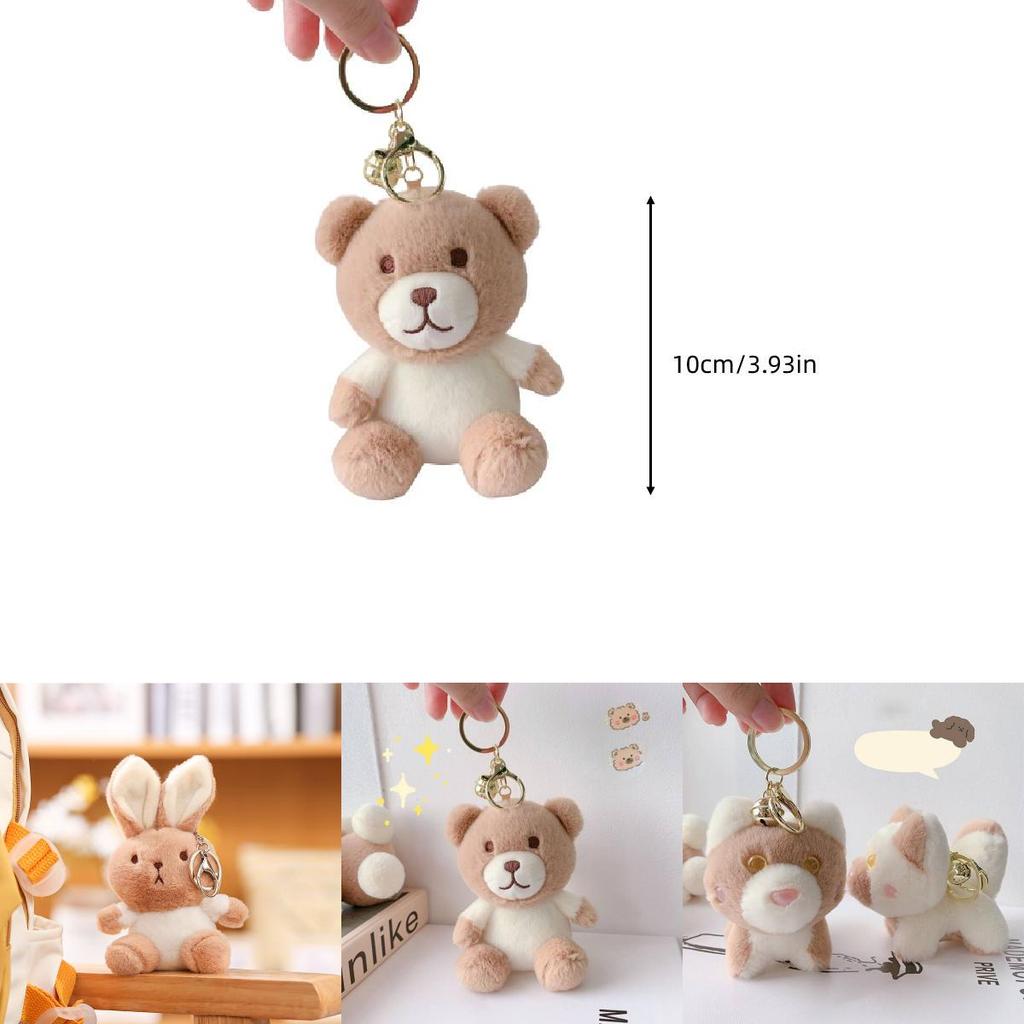 Milk Tea Bunny Plush Keychain With Short Plush Material For Teen Gift