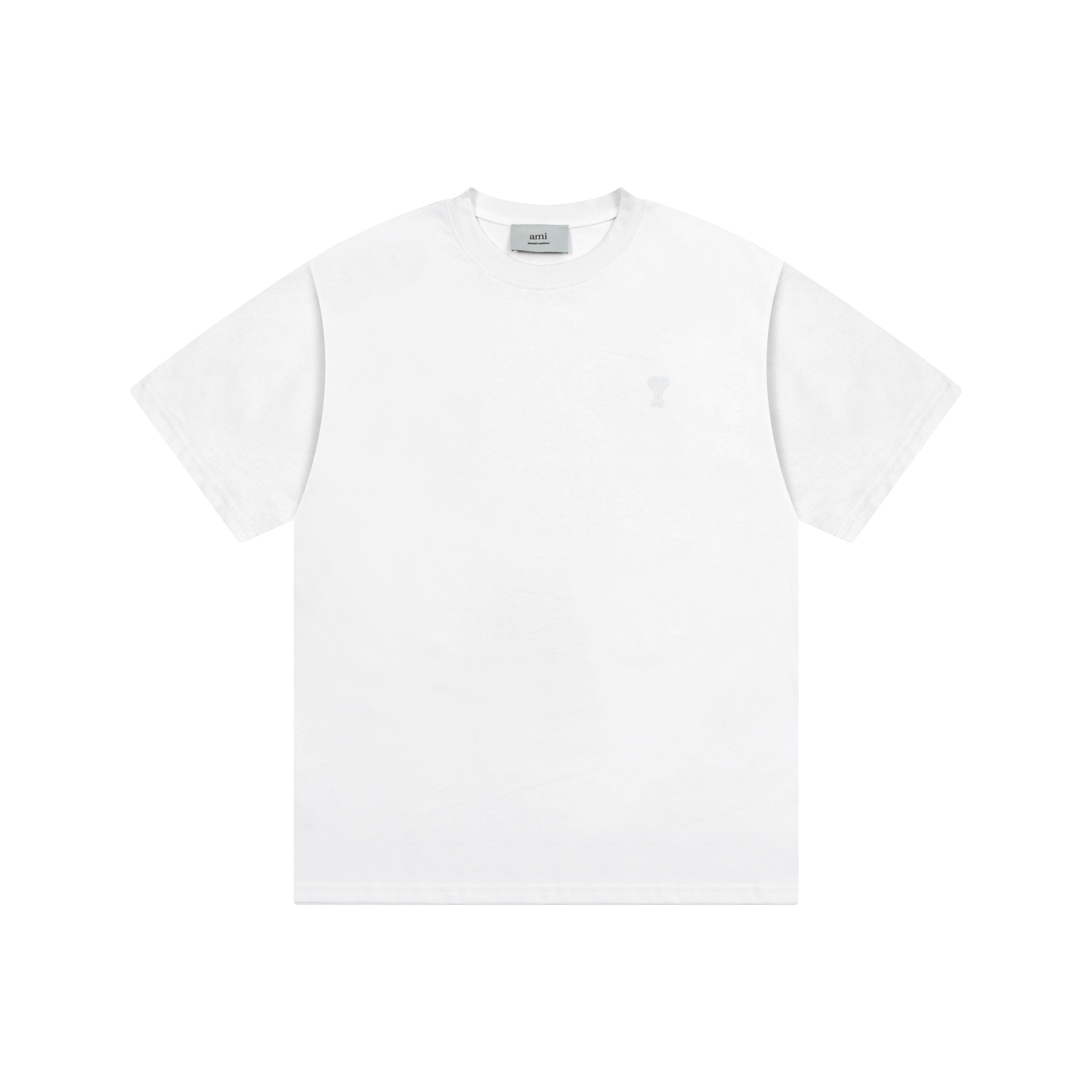 

AMI 2025 Лето Новая Любовь Вышитый Логотип Парная Хлопковая Футболка с Коротким Рукавом и Круглым Вырезом L